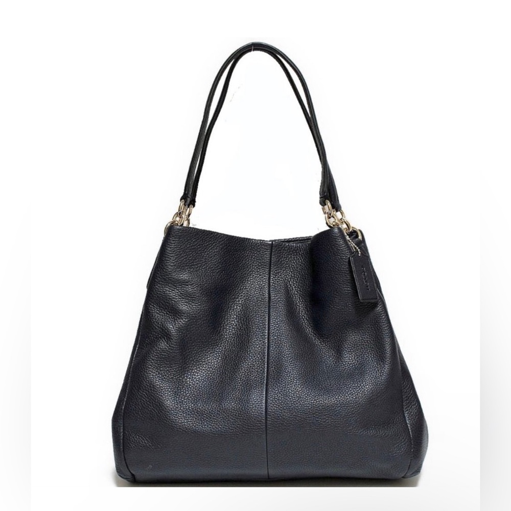 Coach Black Leather Shoulder Bag with Gold Hardware - Picture 4 of 13